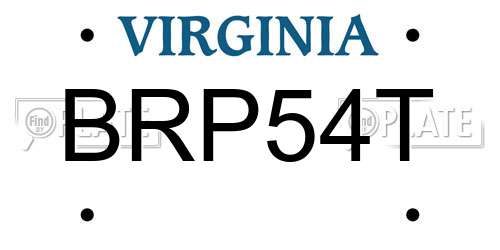 BRP54T Virginia License Plate