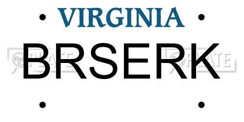 BRSERK Virginia License Plate