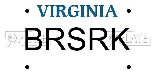 BRSRK Virginia License Plate