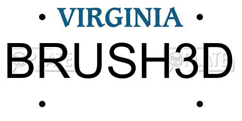 BRUSH3D Virginia License Plate