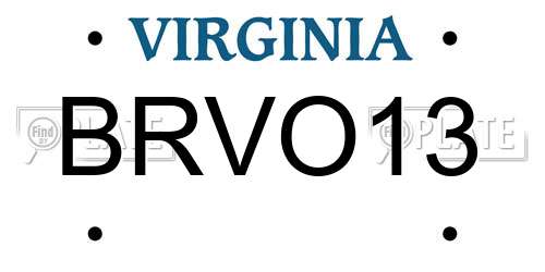 BRVO13 Virginia License Plate