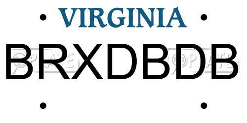 BRXDBDB Virginia License Plate