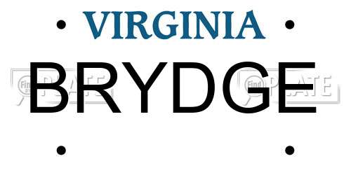 BRYDGE Virginia License Plate