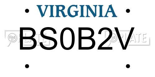 BS0B2V Virginia License Plate