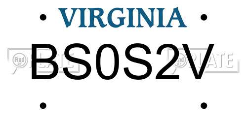 BS0S2V Virginia License Plate