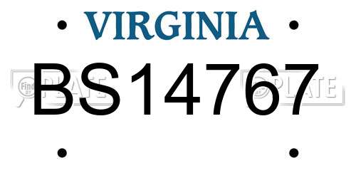 BS14767 Virginia License Plate