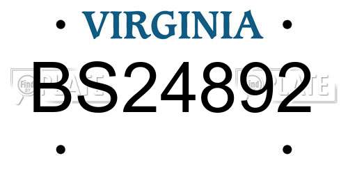 BS24892 Virginia License Plate