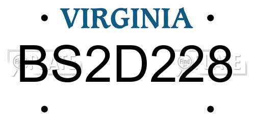 BS2D228 Virginia License Plate