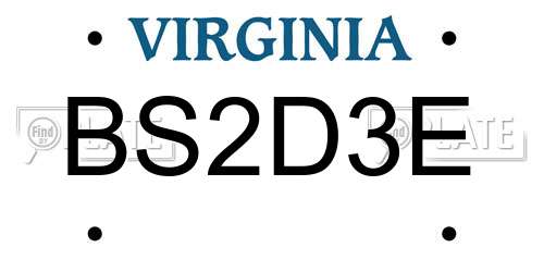 BS2D3E Virginia License Plate