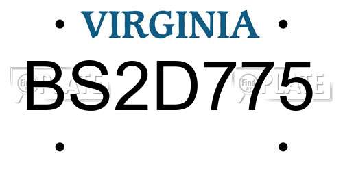 BS2D775 Virginia License Plate