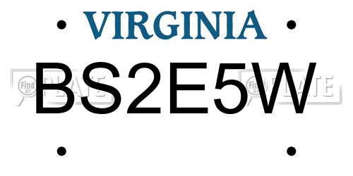 BS2E5W Virginia License Plate