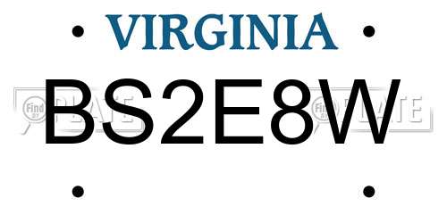 BS2E8W Virginia License Plate