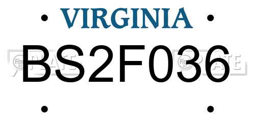 BS2F036 Virginia License Plate