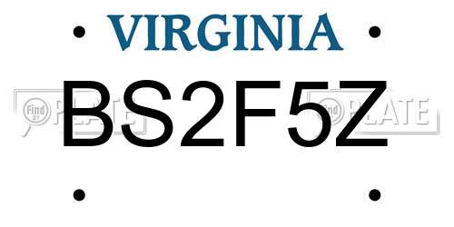 BS2F5Z Virginia License Plate