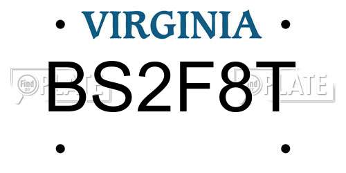 BS2F8T Virginia License Plate
