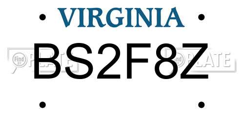 BS2F8Z Virginia License Plate