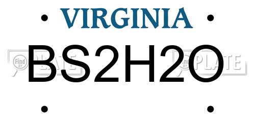 BS2H2O Virginia License Plate