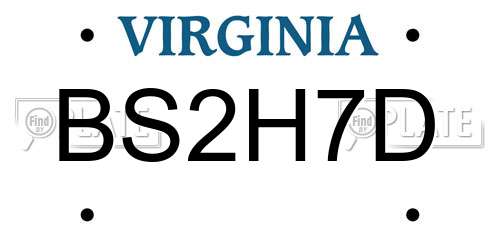 BS2H7D Virginia License Plate