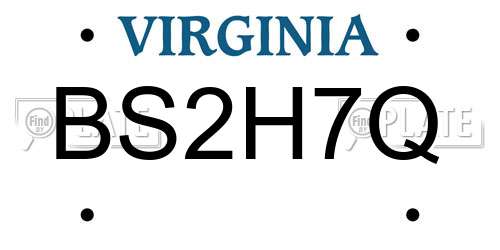 BS2H7Q Virginia License Plate