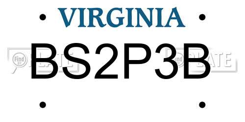 BS2P3B Virginia License Plate
