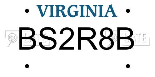 BS2R8B Virginia License Plate