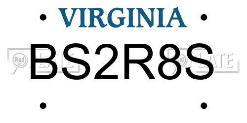 BS2R8S Virginia License Plate