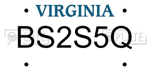BS2S5Q Virginia License Plate