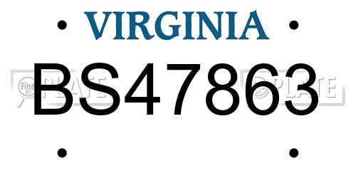 BS47863 Virginia License Plate