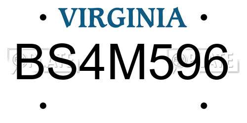 BS4M596 Virginia License Plate