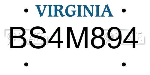 BS4M894 Virginia License Plate