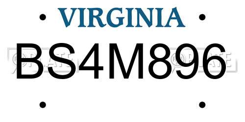 BS4M896 Virginia License Plate