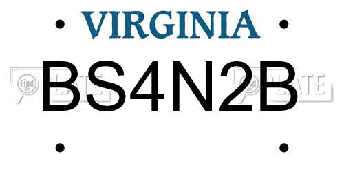 BS4N2B Virginia License Plate
