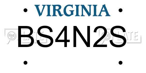BS4N2S Virginia License Plate