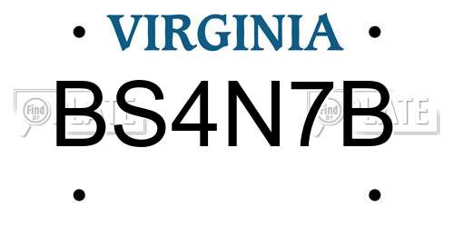 BS4N7B Virginia License Plate