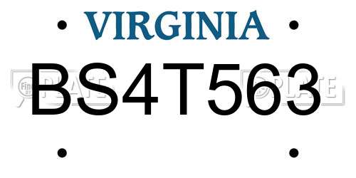 BS4T563 Virginia License Plate