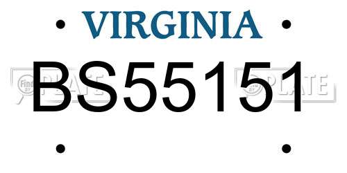 BS55151 Virginia License Plate