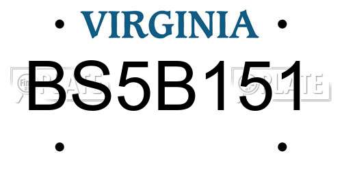BS5B151 Virginia License Plate