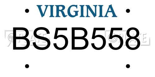 BS5B558 Virginia License Plate