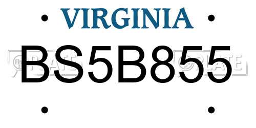 BS5B855 Virginia License Plate