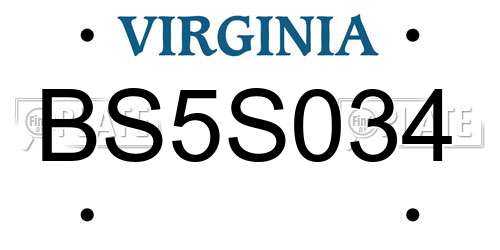 BS5S034 Virginia License Plate