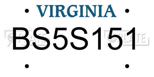 BS5S151 Virginia License Plate