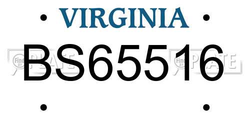 BS65516 Virginia License Plate