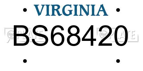 BS68420 Virginia License Plate