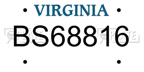 BS68816 Virginia License Plate