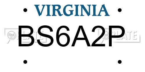 BS6A2P Virginia License Plate