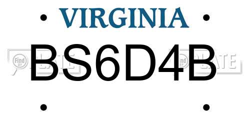 BS6D4B Virginia License Plate