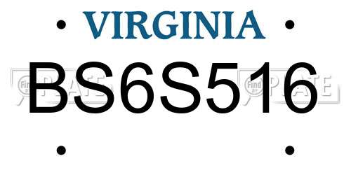 BS6S516 Virginia License Plate