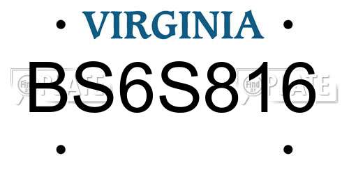 BS6S816 Virginia License Plate