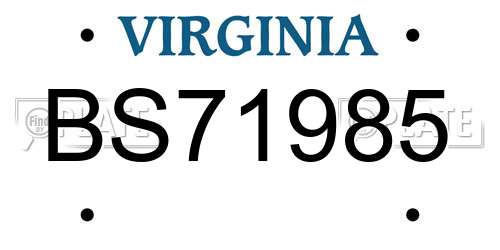 BS71985 Virginia License Plate