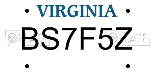 BS7F5Z Virginia License Plate